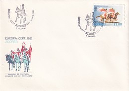 Portugal Azores FDC 1981 Cover: Europa CEPT Horse; History; Pferd; Cavalhada De San Pedro; - Afrique Portugaise