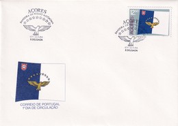 Portugal Azores FDC 1983 Cover: Flags; Flag Of Azores; Fauna Hawk Aquilla; Goshawk (Accipiter Gentilis) - Afrique Portugaise