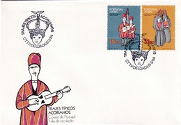 Portugal Azores FDC 1984 Cover: Culture; Traditional Costumes; Trachten; Music Instruments; - Afrique Portugaise