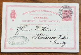 DANMARK BREVKORT CARTE POSTALE FROM COPENAGHEN 13/11/1891 TO HAUSEN . SUISSE - Covers & Documents