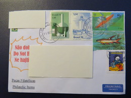 Brazil, Priority Letter To Hungary, Children Drawings, Fish, Lighting Tower - Used Stamps