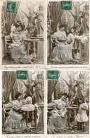Themes .20939 . Enfants . Femme Et Jeune Fille .serie 291 . U D D .4 Cartes Postales . - Collections, Lots & Séries