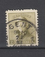 COB 166 Oblitération Centrale GENT - 1919-1920 Roi Casqué