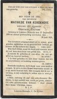 Doodsprentje  *  Van Kerckhove Mathilde (° Lokeren - Heiende 1856  / +  1935)  X Pieters Gustaaf - Religión & Esoterismo