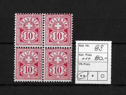 1906  ZIFFERMUSTER → SBK-83** Im Viererblock, Faserpapier Mit Wasserzeichen - Unused Stamps