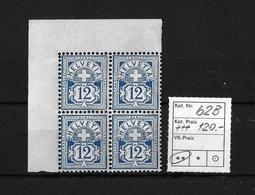 1894 - 1899  ZIFFERMUSTER → SBK-62B** Im Viererblock, Faserpapier Form B - Unused Stamps