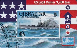 Nº 49 TARJETA DE GIBRALTAR DE UN SELLO CON UN BARCO (SHIP-STAMP)  NUEVO-MINT - Gibraltar