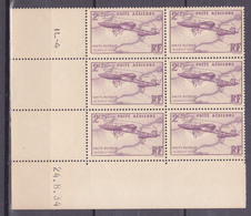 N° 7 Poste Aérienne 25ème Anniversaire De La Traversée De La Manche Blériot: Superbe Bloc 6 Timbres Coins Datés 24.8.34 - Aéreo