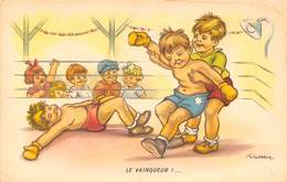 Thème: Sport  Boxe     Le Vainqueur  Carte Dessinée Par  Gougeon        (voir Scan) - Boxe