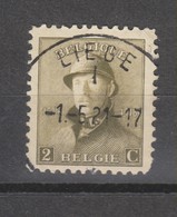 COB 166 Oblitération Centrale LIEGE I - 1919-1920  Cascos De Trinchera