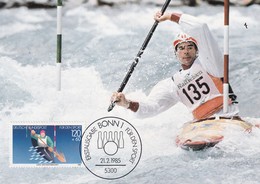 Germany Maximum Card 1985: Sport Canoe Canoeing Wild Water Slalom; Kanu Augsburg - Kanu