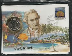 COOK ISLANDS - 50 CENTS 1987  / /  STAMP - COVER - COIN  / / GEOPHILA 1988 - Cook Islands