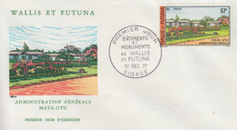 Enveloppe  FDC  1er  Jour   WALLIS  ET  FUTUNA    Batiments  Et  Monuments   Oblitération    SIGAVE    1977 - FDC