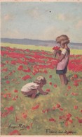 Illust. Georges REDON . Fleurs Des Champs (2 Fillettes Cueillant Des Coquelicots ) - Redon