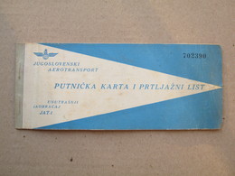 JAT YUGOSLAV AIRLINES - OLD Passenger Ticket And Baggage Check ( Beograd - Titograd ) - Billetes