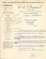 LETTRE 1937 A. DANIEL COMPIEGNE SUCCURSALE CRÉPY En VALOIS OISE - CHARBON MARÉCHALERIE ACIER De KNUTANGE TUBE De DENAIN - Droguerie & Parfumerie