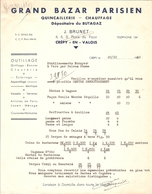 LETTRE 1940 GRAND BAZAR PARISIEN J. BRUNET CRÉPY En VALOIS OISE - BUTAGAZ JOUETS COURONNES MORTUAIRES - Droguerie & Parfumerie