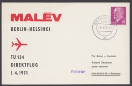 Mi-Nr. PP10 D2/03, "Malev", 1971, Pass. Stempel, Mit Ankunft - Cartes Postales Privées - Oblitérées