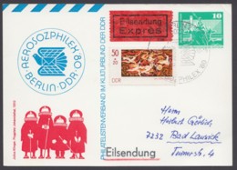 Mi-Nr. PP16 C2/03a, "Aerosozphilex", 80, Eilbote Mit Guter Zusatzfrankatur, Ankunft - Cartes Postales Privées - Oblitérées