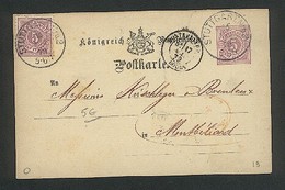 Entier Postal Avec Timbre Complémentaire De Stuggart Pour Montbéliard - 17 Mai 1879 - Ganzsachen