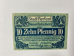 Allemagne Notgeld Herford 10 Pfennig - Collections