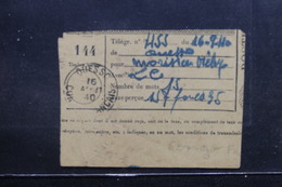 CONGO - Récépissé De Télégramme De Ouesso En 1940 - L 50069 - Cartas & Documentos