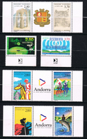 ANDORRE FRANCE Lot 1994 N°triptyque 443A 444 445 450A 450B - Used Stamps
