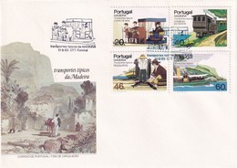 Portugal  Madeira 1985 FDC Cover: Transport Means; Carro De Bois; Railway; Pesquitos; Vapor De Cabotagem - Other