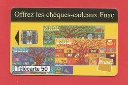 TELECARTE 50 U TIRAGE 500 000 EX Les Chèques Cadeaux FNAC   X 2 Scans - Culture