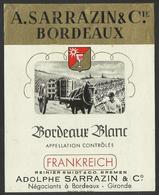 WINE BORDEAUX BLANC - LABEL 10 X 12,5 Cm (see Sales Conditions) - Riesling