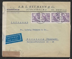 1941 SWEDEN - AIRMAIL LUFTPOST To NÜRNBERG, GERMANY - GERMAN CENSOR STRIP B Berlin - Covers & Documents
