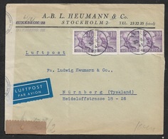 1941 SWEDEN - AIRMAIL LUFTPOST To NÜRNBERG, GERMANY - GERMAN CENSOR STRIP B Berlin - Briefe U. Dokumente