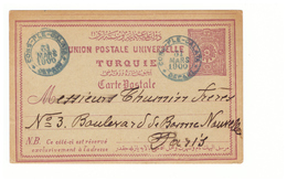 Turquie Entier Postal Turc Cachet Bleu Cons Ple Galata Depart 31 Mars 1900 - Cartas & Documentos