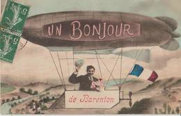 BARENTON - Un Bonjour De Barenton - Personnage Dans La Nacelle D'un Dirigeable. - Barenton