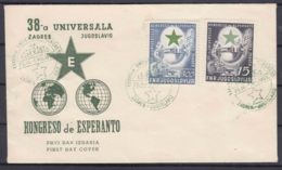 Yugoslavia Republic 1953 Esperanto Mi#729-730 FDC - Nice Green Commemorative Postmark - Storia Postale