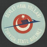 TURKISH STATE AIRLINES - LABEL D-9,5 Cm (see Sales Conditions) - Unclassified