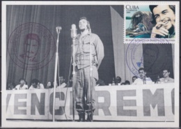 TMA-513 CUBA 2008 MAXIM CARD 2008 STAMP ERNESTO CHE GUEVARA RED-BLUE CANCEL. - Maximumkarten