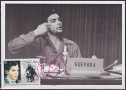 TMA-523 CUBA 2008 MAXIM CARD 2008 STAMP ERNESTO CHE GUEVARA RED-BLUE CANCEL. - Maximumkarten