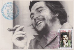 TMA-592 CUBA 2005 MAXIM CARD 2002 15c STAMP ERNESTO CHE GUEVARA RED-BLUE CANCEL - Cartes-maximum