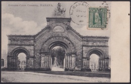 TMA-607 CUBA 1907 TCV MAXIM CARD 1c CEMENTERIO DE COLON + ESTATUA DE CRISTOBAL COLON CEMENTERY COLUMBUS. 30 - Maximum Cards