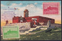 TMA-611 CUBA 1949 MAXIM CARD CASTILLO DE JAGUA CASTLE FDC CIENFUEGOS COMPLETE SET. - Cartes-maximum