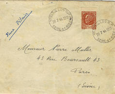 Timbres De La Libération - 20 - 7-44  DEVANT D'enveloppe  Avec FAUX PETAIN  1,50 F Oblit. Horoplan De VERSAILLES R P - Guerra De 1939-45