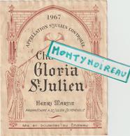 Vieux Papier : étiquette  Vin : Château  Gloria St Julien ,1967 , St Julien Beychevelle - Sonstige & Ohne Zuordnung