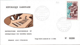 GABON 0217 Fdc Expo Universelle De Montréal Canada, Drapeaux, Forage Petrole - 1967 – Montreal (Kanada)