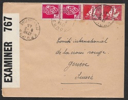 1943 - ALGERIE  - KHROUB CONSTANTINE A SUISSE - DOUBLE CENSURE - Covers & Documents