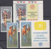 Indonesia 1967 And 1968 Tourism Girl, Stamp And Block X 2, Complete Sets Mint Never Hinged - Other & Unclassified