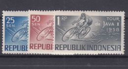 Indonesia 1958 Sport, Cycling - Tour De Java Mi#229-231 Mint Never Hinged - Cycling