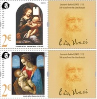 Finland. Peterspost. Leonardo Da Vinci. 500 Years From The Date Of Death, Set Of 2 Stamps With Labels (FV Price!) - Ungebraucht