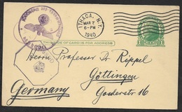 1940 U.S 1c PRIVATE POSTAL STATIONERY CARD - To GERMANY - DOUBLE CENSOR GB And GERMAN OKW - Briefe U. Dokumente