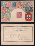 PORTUGAL / 189? TIMBRES CLASSIQUES SUR CARTE ILLUSTREE GAUFREE (ref LE3878) - Cartas & Documentos